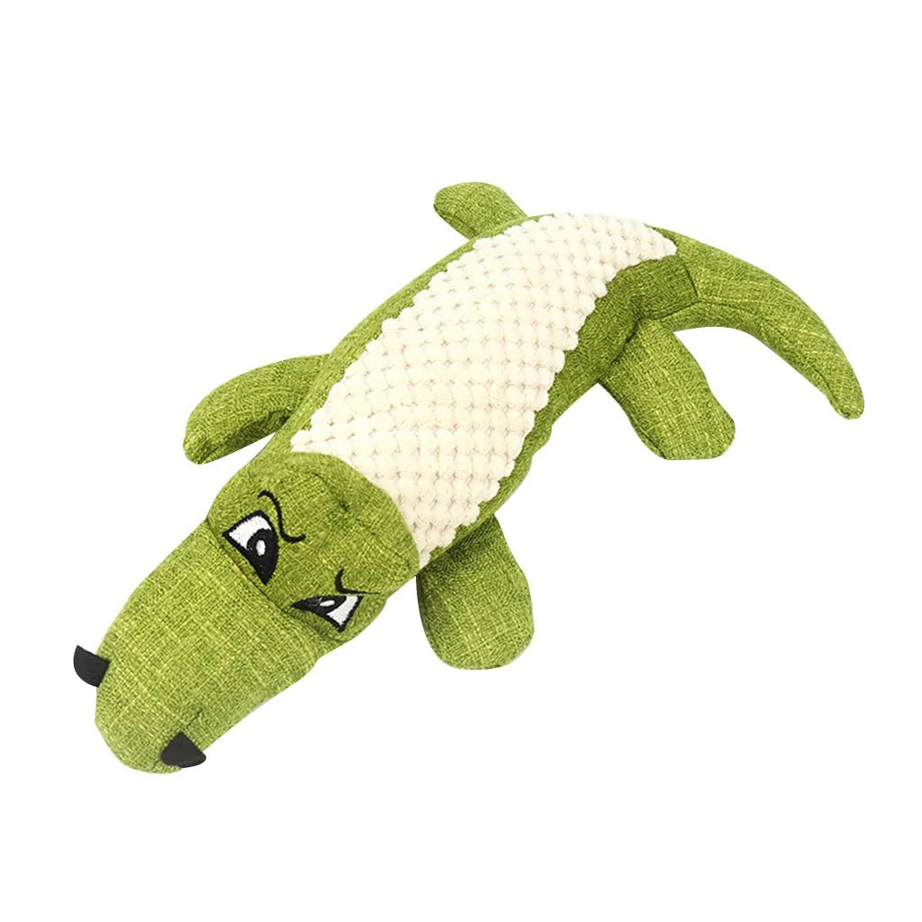 Linen Plush Crocodile Dog Toy: Squeaky Chew