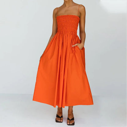 Off-Shoulder High-Waist Midi Dress