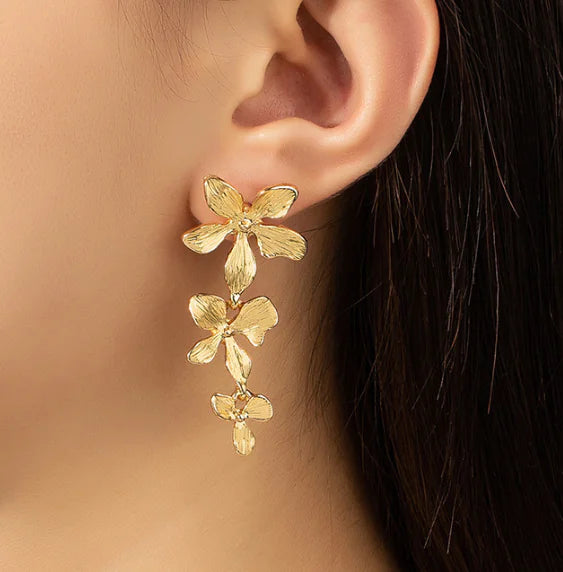 Floral Elegance Long Stud Earrings