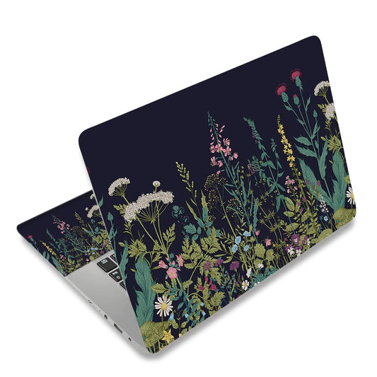 Newplenty Laptop Skin Sticker13.3 14 15 15.4 15.6 inch Laptop SkinsUniversal Vinyl DecalDustproof Scratch Resistant Reusable Cover Protector with Free 2 Wrist Pads (Flower in Black Background)