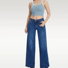 Mid Waist Straight Leg Jeans