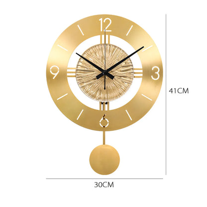 Metal Wall Clock With Elegant Pendulum