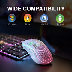 2.4G Wireless Gaming Mouse RGB Lighting Charging Mouse  with Adjustable DPI Ergonomic Honeycomb Design for Desktop Laptop