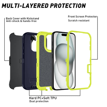 Armor Shockproof Defender Phone Case For iphone 11 12 13 14 15 Pro Max X XS XR XSMAX 7 8 Plus SE2 SE4 Hard PC+TPU Back Cover