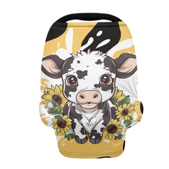 Wanyint Sunflower and Cute Cow Print Car Seat Covers for BabiesNursing Breastfeeding Cover Infant Carseat Canopy CoverStretchy Nursing Cover for Baby