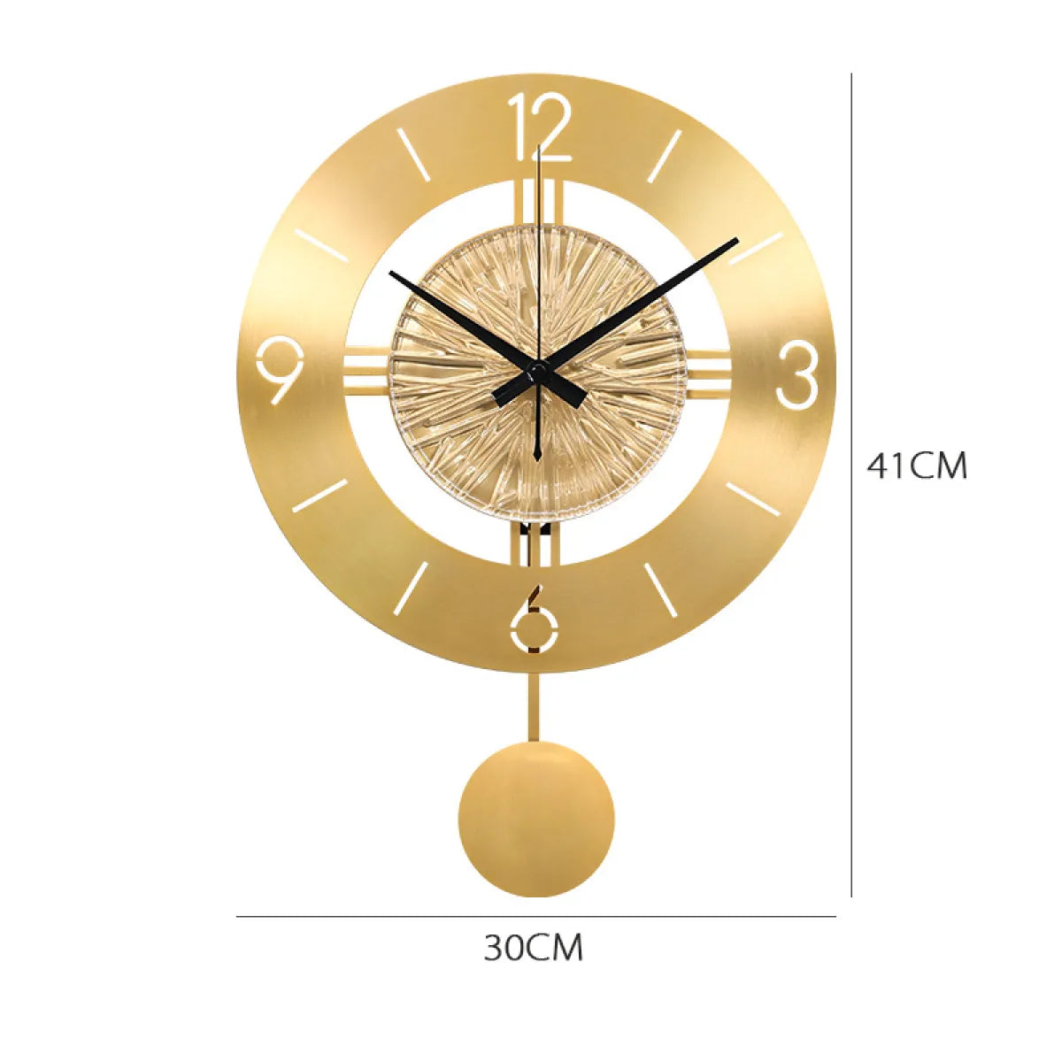 Metal Wall Clock With Elegant Pendulum