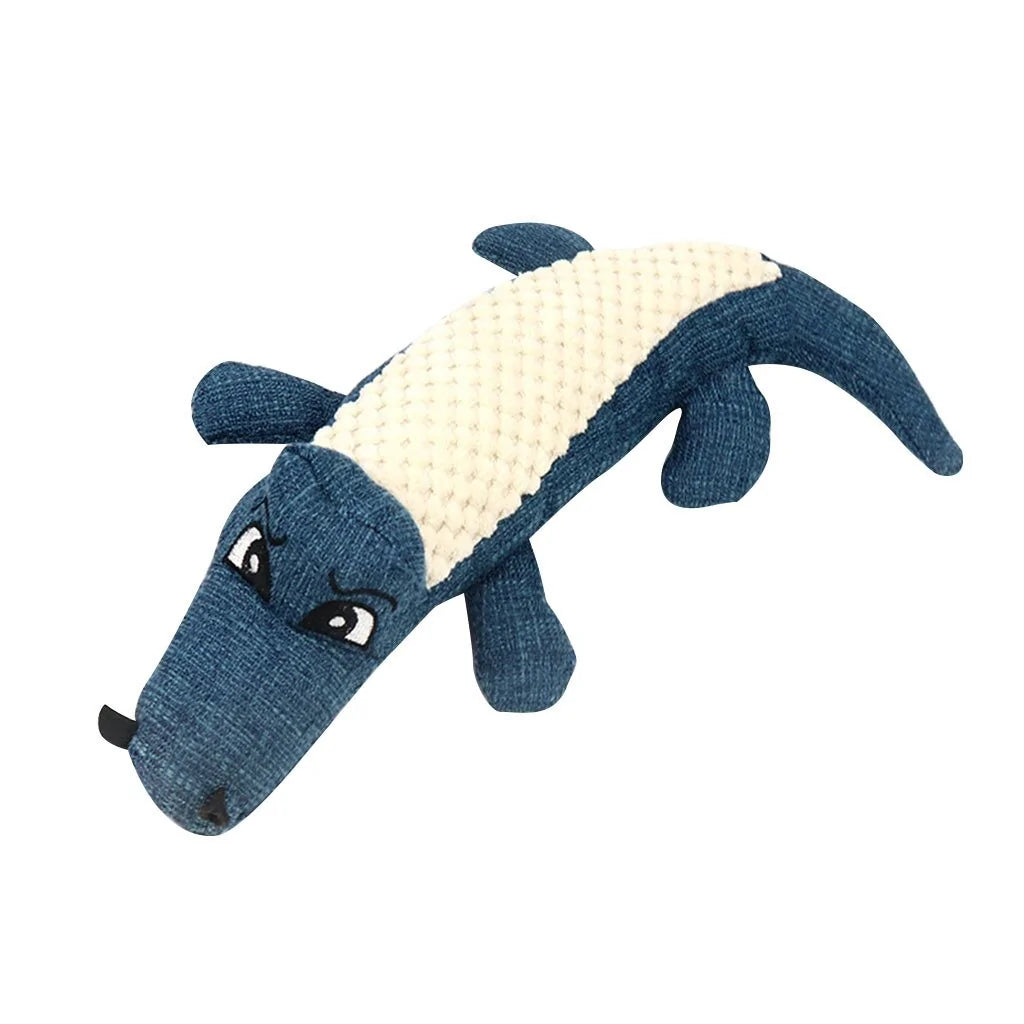 Linen Plush Crocodile Dog Toy: Squeaky Chew