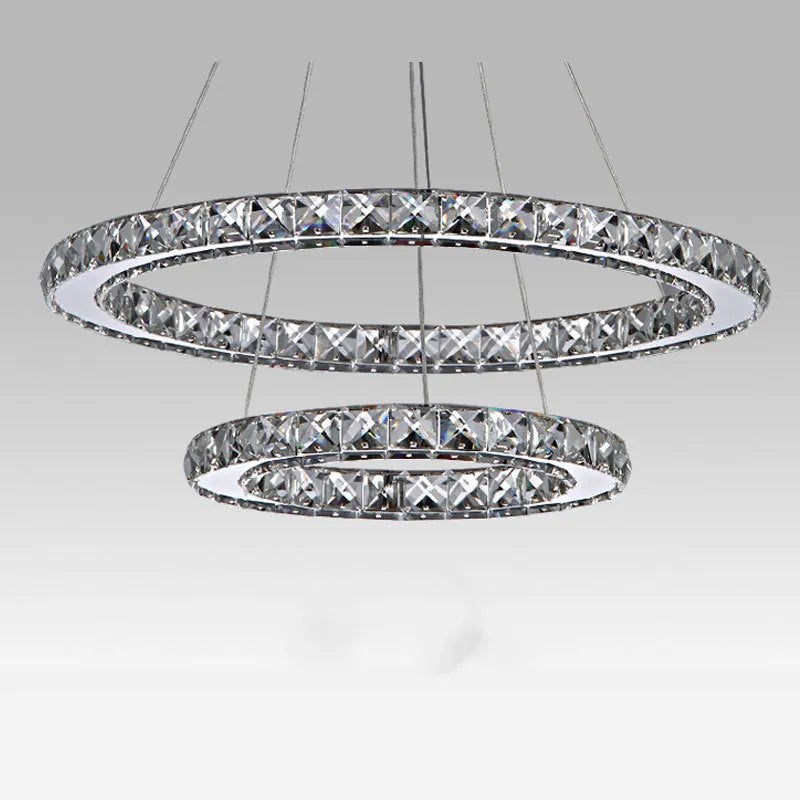 Stainless Steel Ring Crystal Chandelier