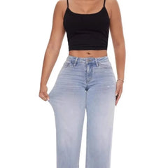 Mid Waist Straight Leg Jeans