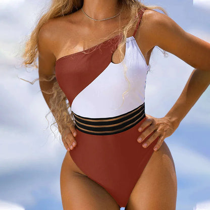 Women's One-Piece Swimsuit with Mesh Panels – Elegant & Flattering Swimwear