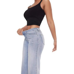 Mid Waist Straight Leg Jeans