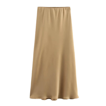 Ladies' Satin Midi Skirt