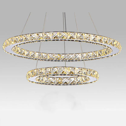 Stainless Steel Ring Crystal Chandelier