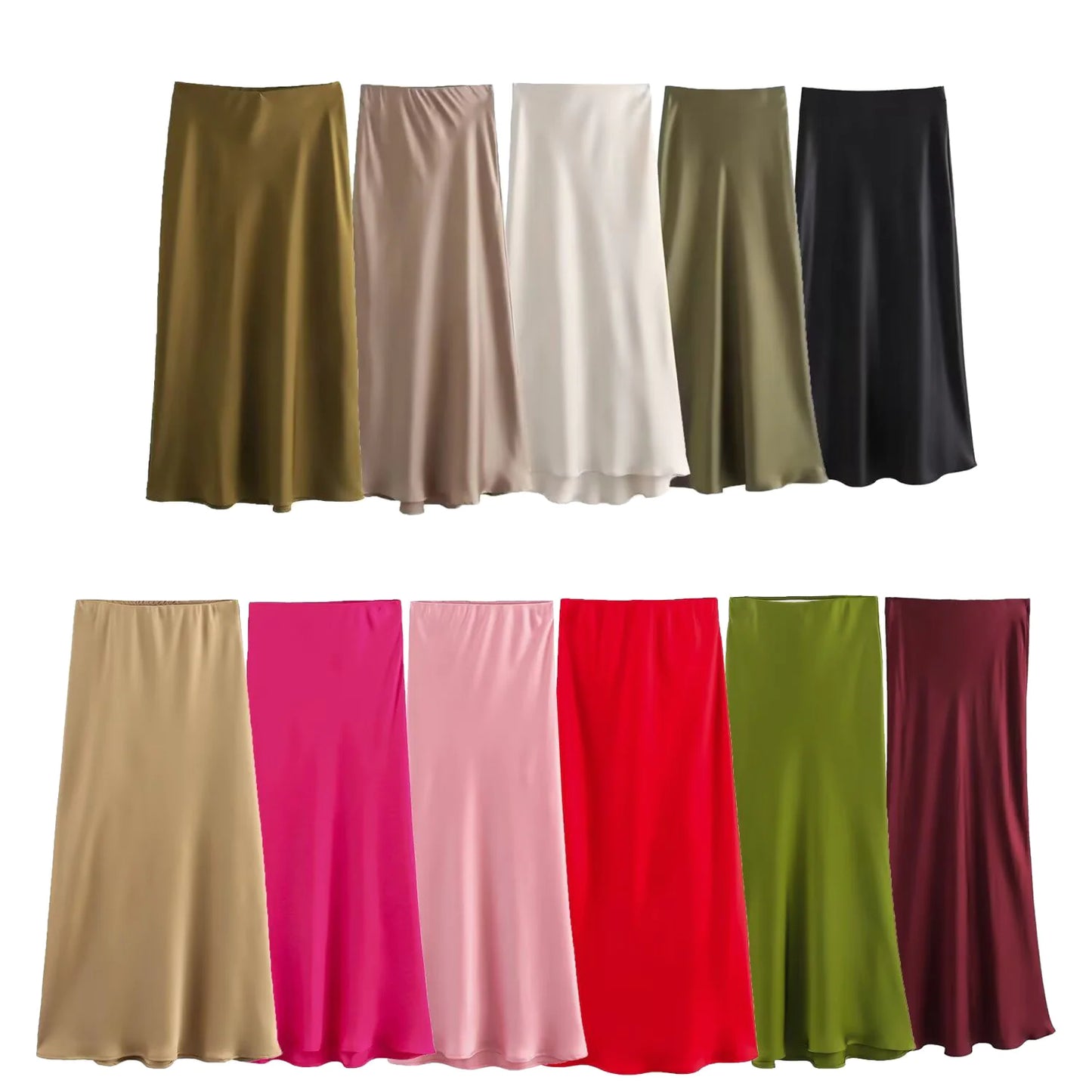 Ladies' Satin Midi Skirt